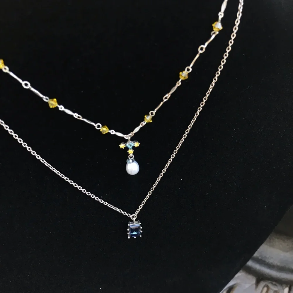 Vintage Y2K Gerard Yosca New York 2 Tiered Necklace matching earrings Set - Picture 4 of 12